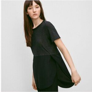 Aritzia Wilfred with Silk Black Capucine T-shirt Top US XS